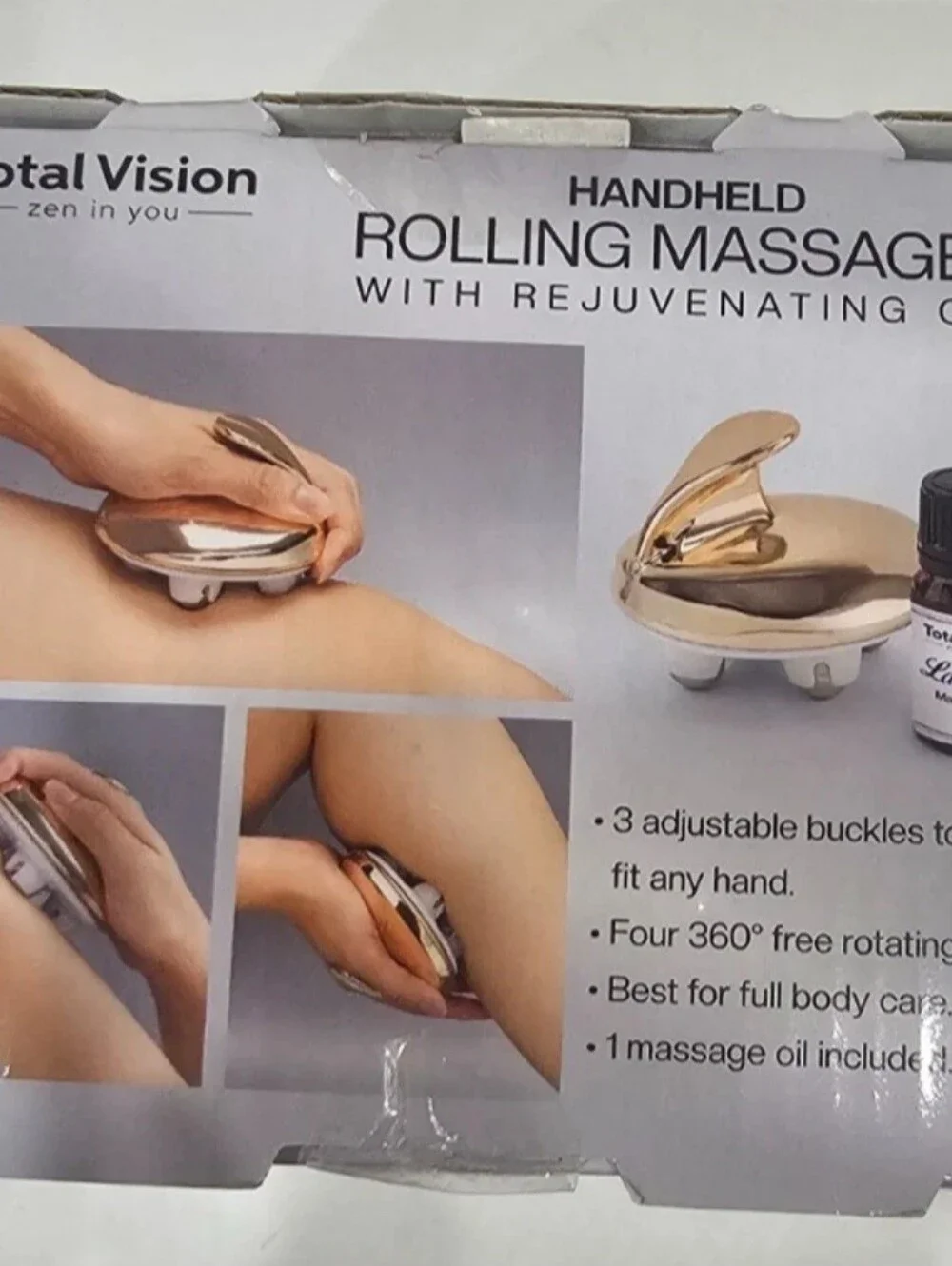 Handheld Rolling Massager with Lavender Oil - Gold In Color